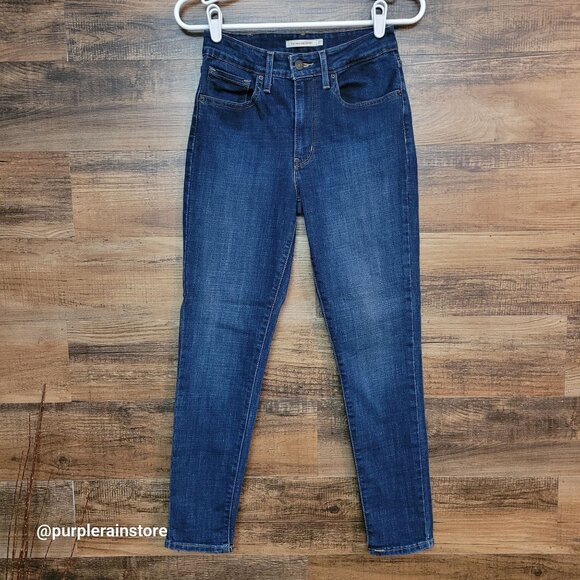 Levi's Jeans Sz 27 Skinny 721 High Rise Stretch Medium Dark Wash Denim Western - Picture 1 of 12
